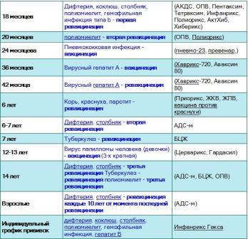 Календарь прививок в России